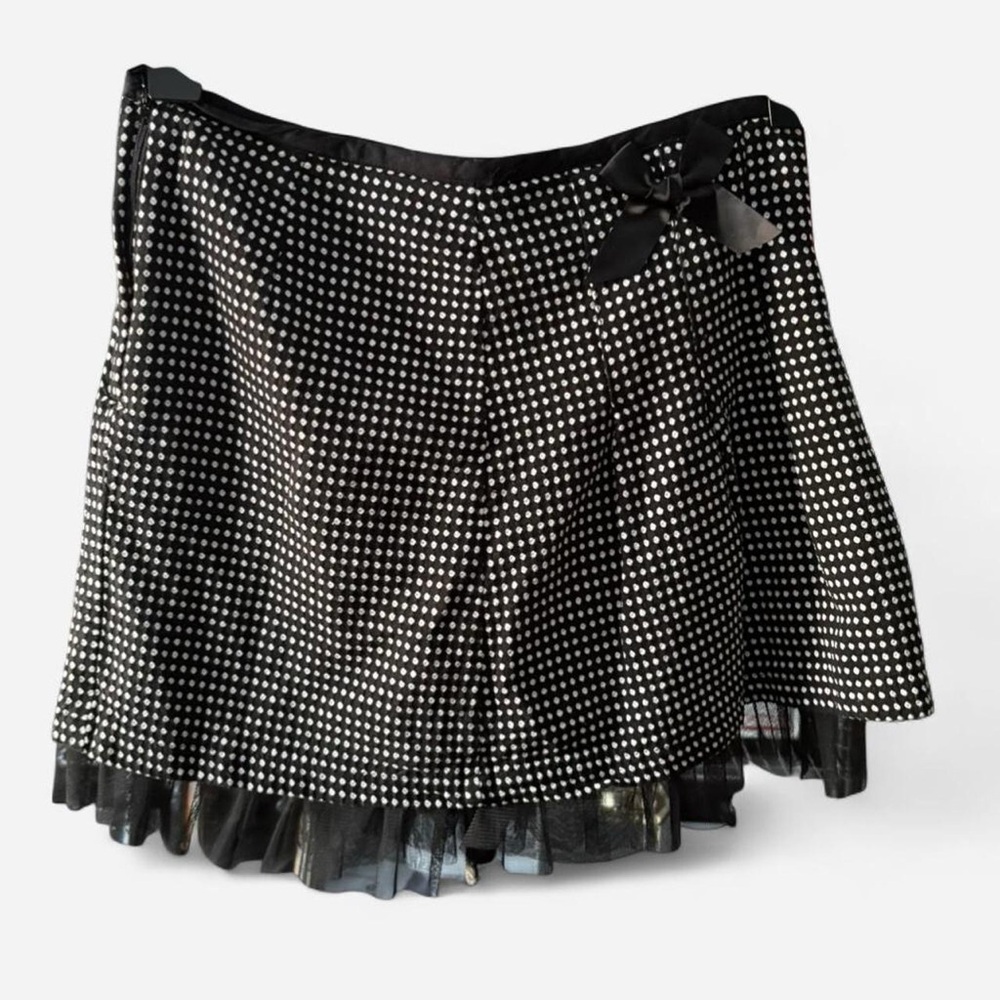 Wrapper Black and White Polka Dot Mini Skirt